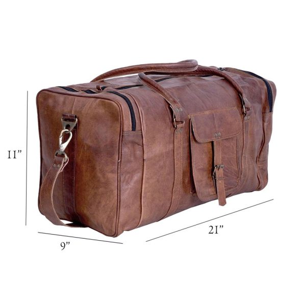 21 Inch Vintage Leather  Duffle Bags for Men and Women Online Sale