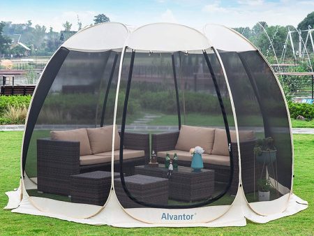 Alvantor Screen House Room Camping Tent Outdoor Canopy Pop up Sun Shade Shelter 8 Mesh Walls Not Waterproof Beige 12 X12  Patent on Sale