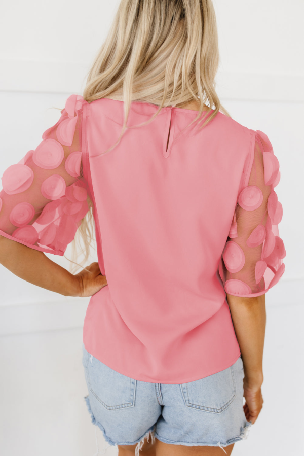 Aliza Applique Mesh Half Sleeve Blouse Online now