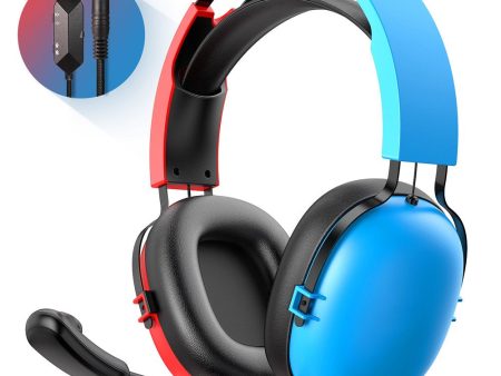 Gaming Headset for Nintendo Switch, Xbox Headset with Noise Cancelling Microphone, Comfortable Wearing, Compatible with Nintendo Switch, PC, PS4, PS5, Xbox One, Xbox Series X S, Red & Blue Sale