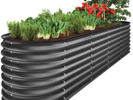 Best Choice Products 8X2X2Ft Metal Raised Garden Bed, Oval Outdoor Planter Box W  4 Support Bars - Charcoal on Sale