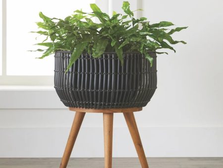 Better Homes & Gardens Black round Resin Planter & Stand Set with Wood Legs Cheap