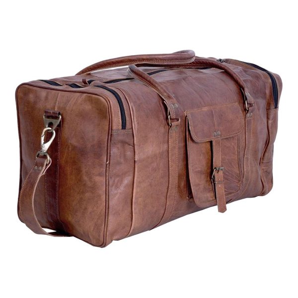 21 Inch Vintage Leather  Duffle Bags for Men and Women Online Sale