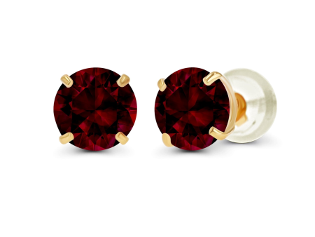 2.00 CTW Natural Red Garnet Stud Earrings in 14K Yellow Gold - Handcrafted USA Sale