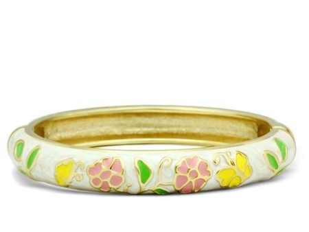 Flash Gold White Metal Bangle with Epoxy  in No Stone Discount