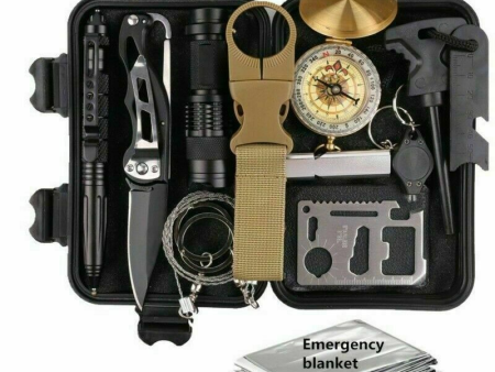 14 in 1 Outdoor Emergency Survival And Safety Gear Kit Camping Tactical Tools SOS EDC Case Online now