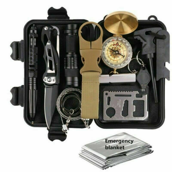 14 in 1 Outdoor Emergency Survival And Safety Gear Kit Camping Tactical Tools SOS EDC Case Online now