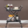 2-Tier Rolling  Cart With Wine Rack, Lockable Wheel Multi-Functional Storage Rack For Bar Office And Kitchen Cheap