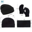 Winter Beanie Hat Scarf Touchscreen Gloves Set for Men and Women,with Warm Knit Fleece Linen (Black) For Sale