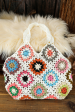 Boho Floral Crochet Retro Mini-Tote Bag Online Sale