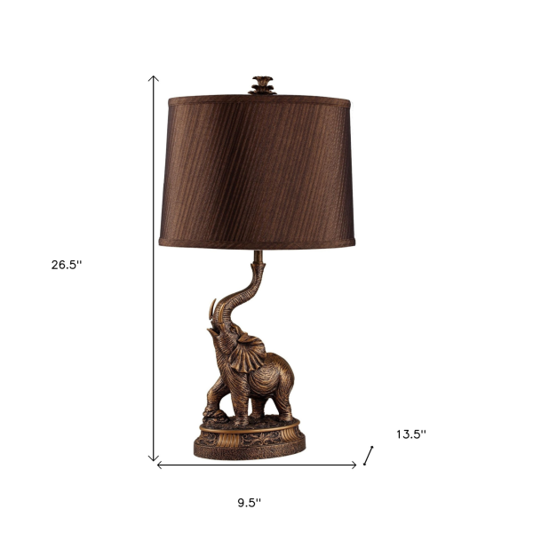 27   Bronze Bedside Table Lamp With Brown Shade  For Cheap