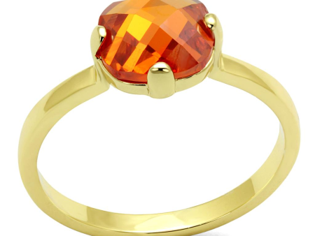 Flash Gold Brass Ring with AAA Grade CZ  in Orange For Discount