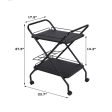 2-Tier Rolling  Cart With Wine Rack, Lockable Wheel Multi-Functional Storage Rack For Bar Office And Kitchen Cheap