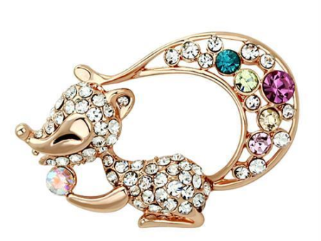 Flash Rose Gold White Metal Brooches with Top Grade Crystal  in Multi Color Online Sale