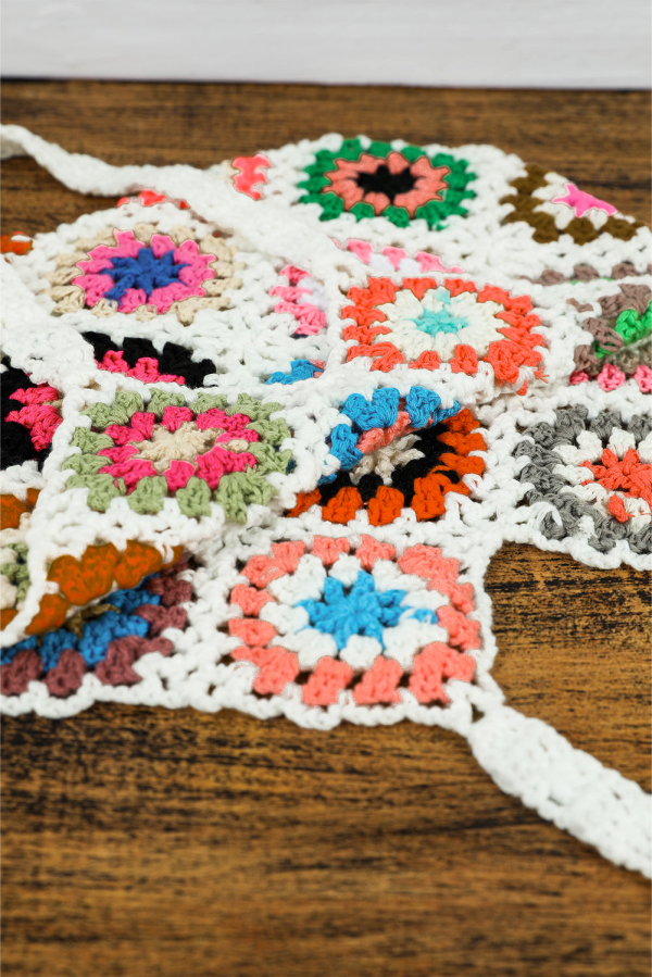 Boho Floral Crochet Retro Mini-Tote Bag Online Sale